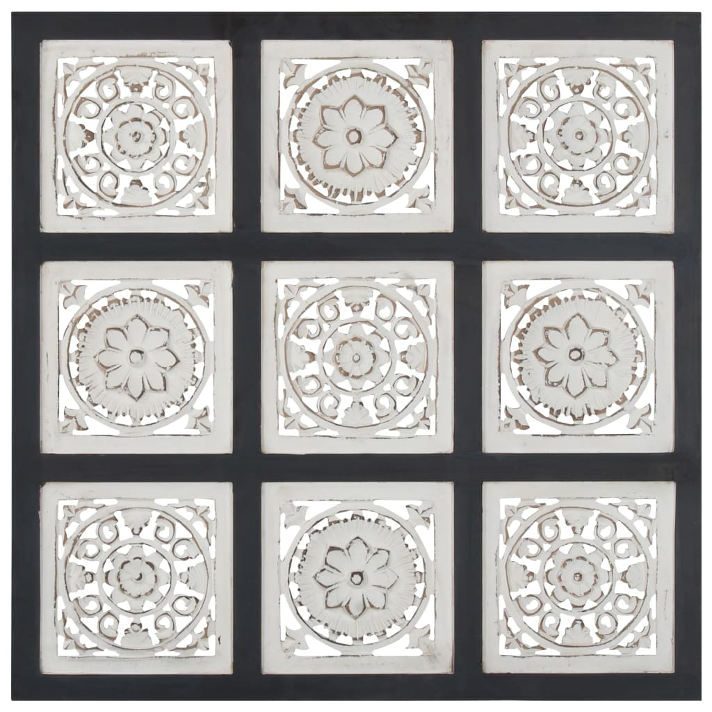 vidaXL Hand-Carved Wall Panel MDF 23.6"x23.6"x0.6" Black and White