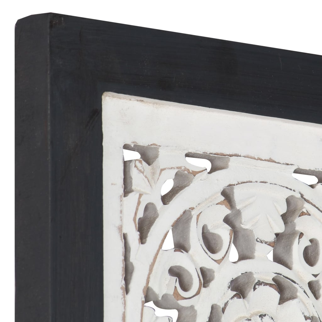 vidaXL Hand-Carved Wall Panel MDF 23.6"x23.6"x0.6" Black and White