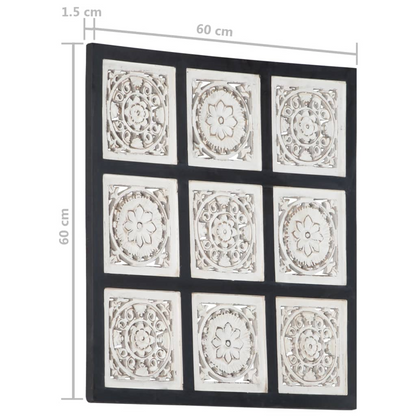 vidaXL Hand-Carved Wall Panel MDF 23.6"x23.6"x0.6" Black and White