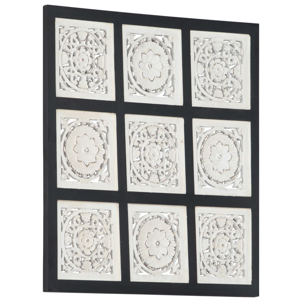 vidaXL Hand-Carved Wall Panel MDF 23.6"x23.6"x0.6" Black and White