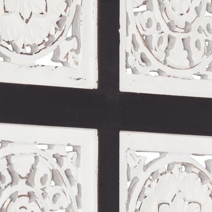 vidaXL Hand-Carved Wall Panel MDF 15.7"x31.5"x0.6" Black and White