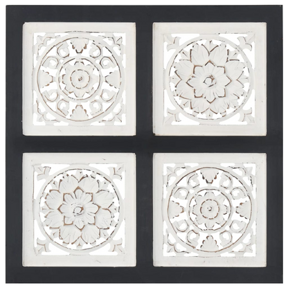 vidaXL Hand-Carved Wall Panel MDF 15.7"x15.7"x0.6" Black and White