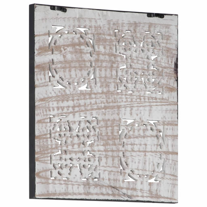 vidaXL Hand-Carved Wall Panel MDF 15.7"x15.7"x0.6" Black and White