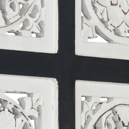 vidaXL Hand-Carved Wall Panel MDF 15.7"x15.7"x0.6" Black and White