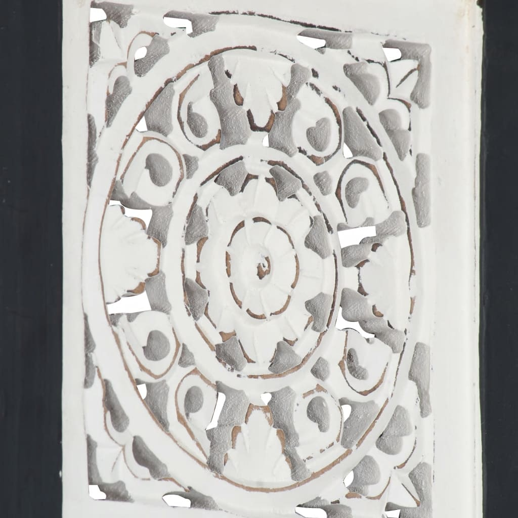 vidaXL Hand-Carved Wall Panel MDF 15.7"x15.7"x0.6" Black and White