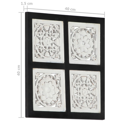 vidaXL Hand-Carved Wall Panel MDF 15.7"x15.7"x0.6" Black and White