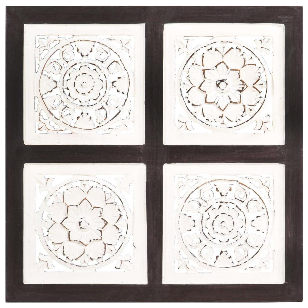 vidaXL Hand-Carved Wall Panel MDF 15.7"x15.7"x0.6" Brown and White