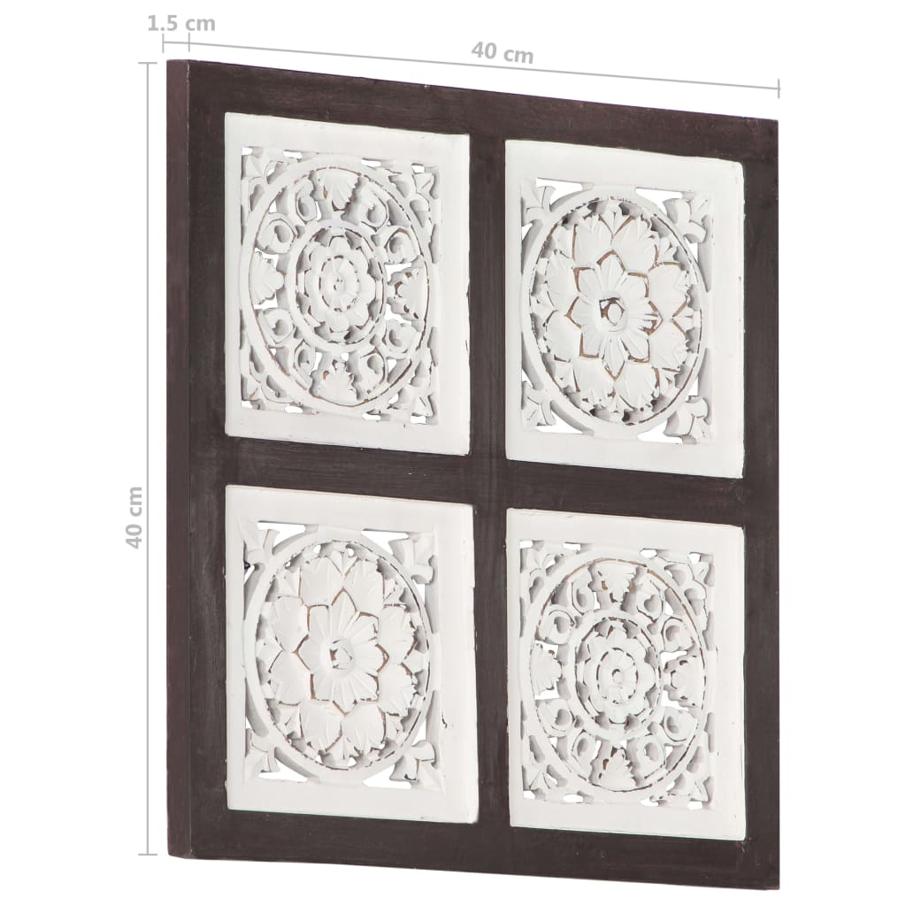 vidaXL Hand-Carved Wall Panel MDF 15.7"x15.7"x0.6" Brown and White