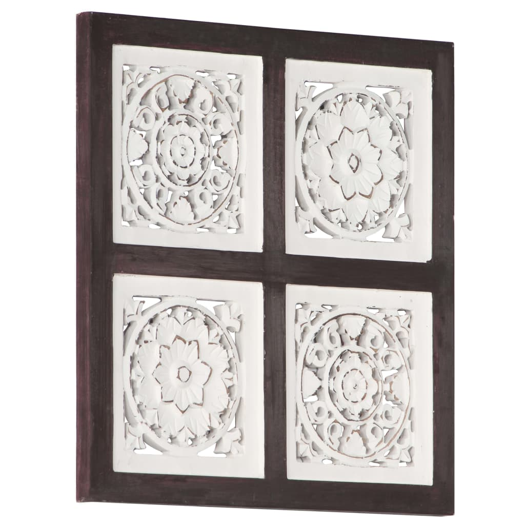 vidaXL Hand-Carved Wall Panel MDF 15.7"x15.7"x0.6" Brown and White