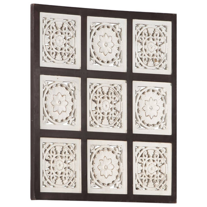 vidaXL Hand-Carved Wall Panel MDF 23.6"x23.6"x0.6" Brown and White