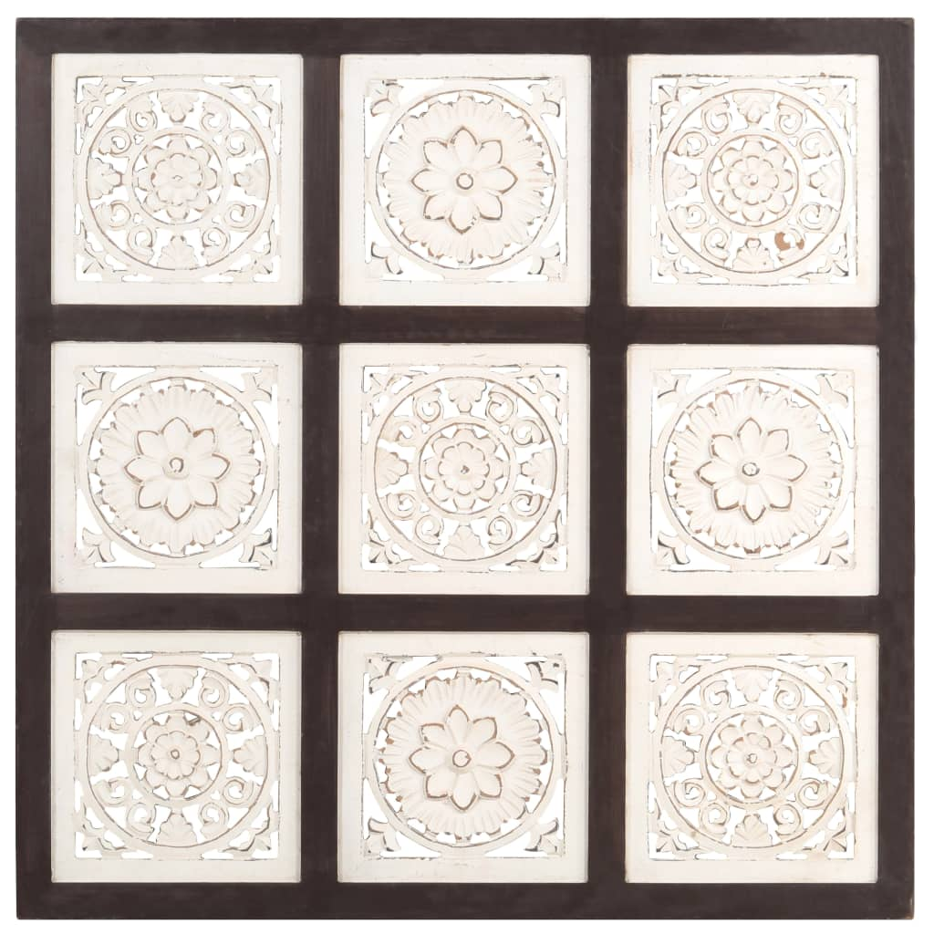 vidaXL Hand-Carved Wall Panel MDF 23.6"x23.6"x0.6" Brown and White