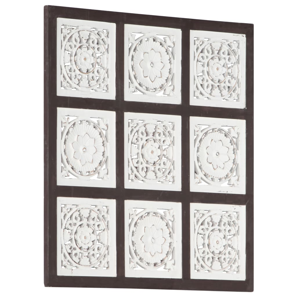 vidaXL Hand-Carved Wall Panel MDF 23.6"x23.6"x0.6" Brown and White