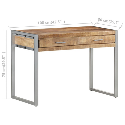 vidaXL Desk 42.5"x19.7"x29.5" Rough Mango Wood