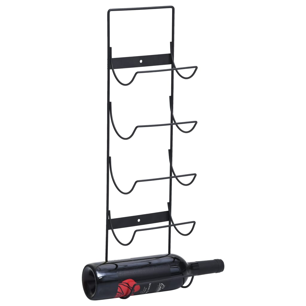 vidaXL Wall Mounted Wine Rack for 5 Bottles Black Iron