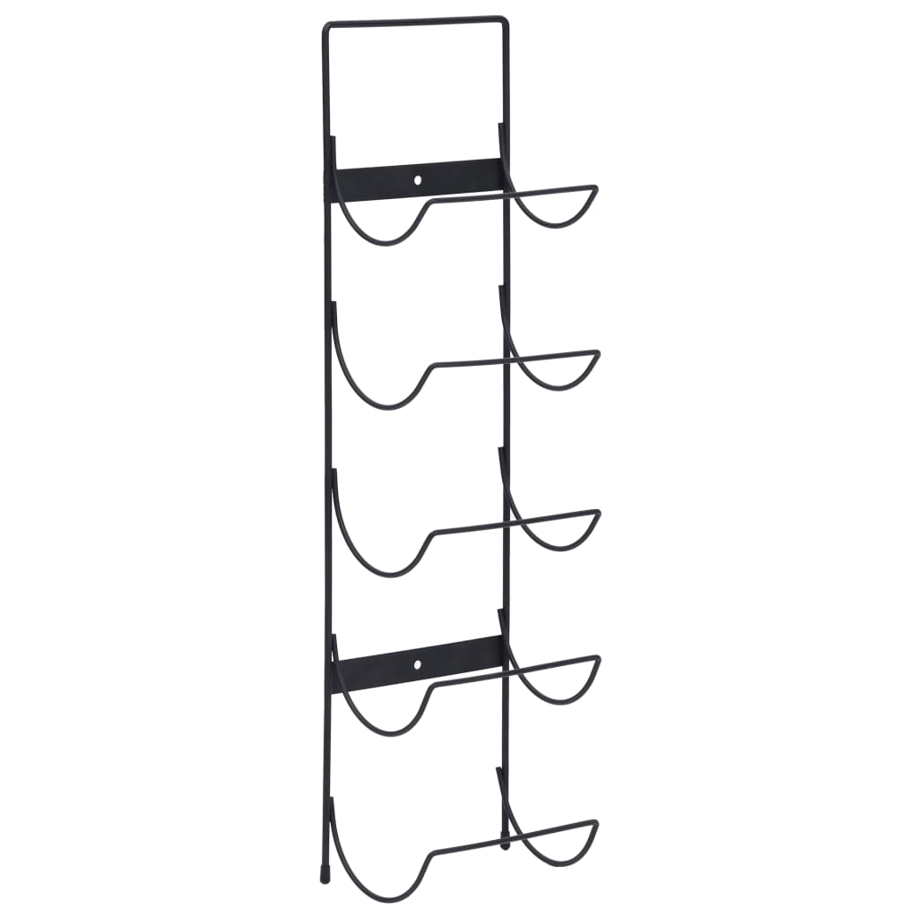 vidaXL Wall Mounted Wine Rack for 5 Bottles Black Iron