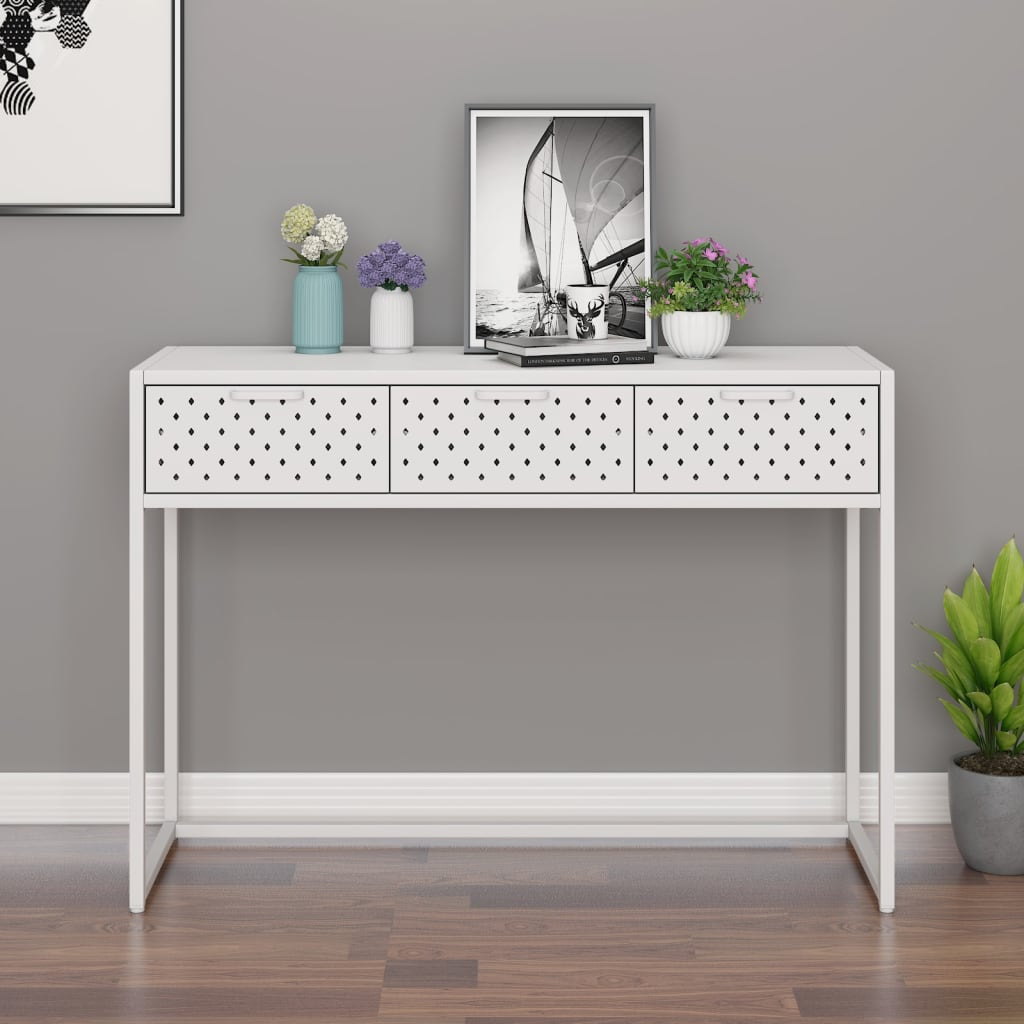 vidaXL Console Table White 41.7"x13.8"x29.5" Steel