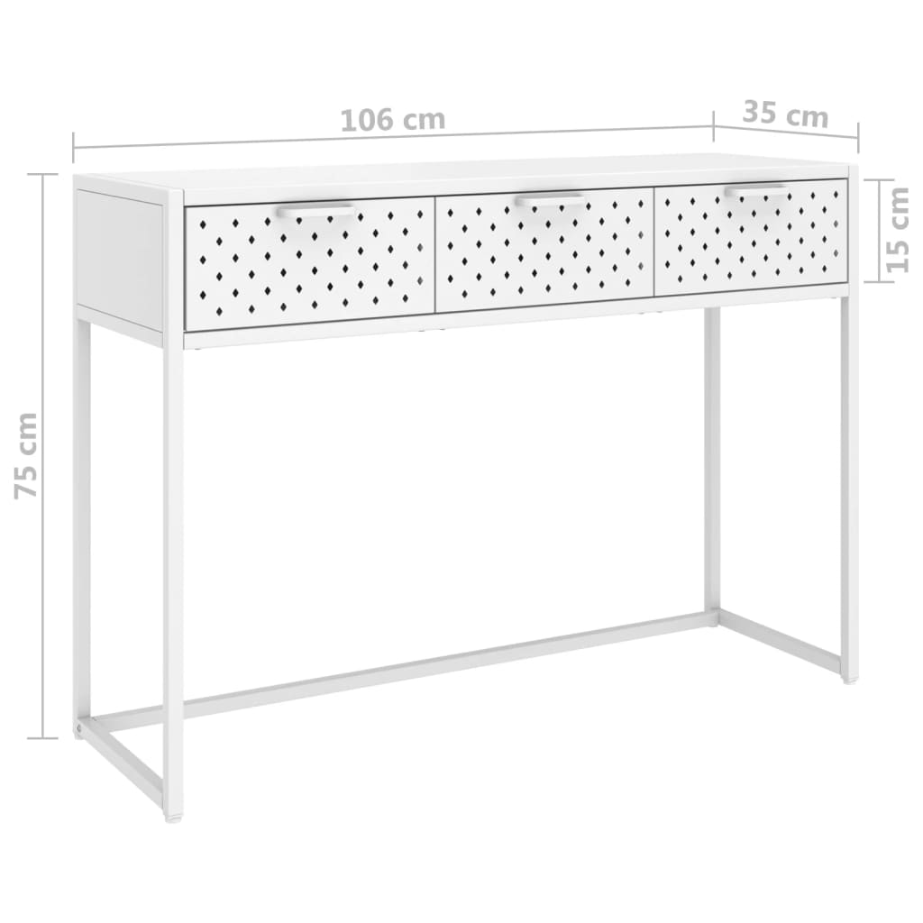 vidaXL Console Table White 41.7"x13.8"x29.5" Steel