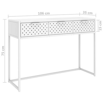 vidaXL Console Table White 41.7"x13.8"x29.5" Steel