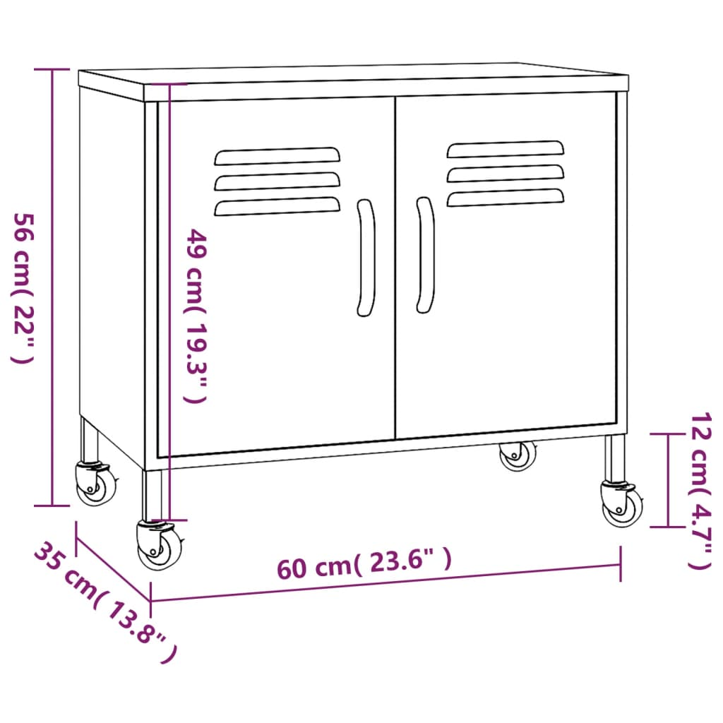 vidaXL Storage Cabinet Navy Blue 23.6"x13.8"x22" Steel