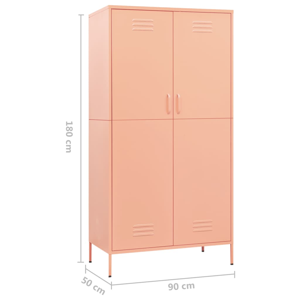 vidaXL Wardrobe Pink 35.4"x19.7"x70.9" Steel