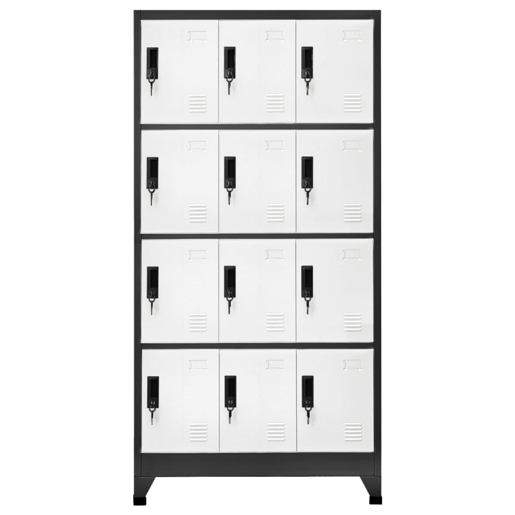 vidaXL Locker Cabinet Anthracite and White 35.4"x17.7"x70.9" Steel