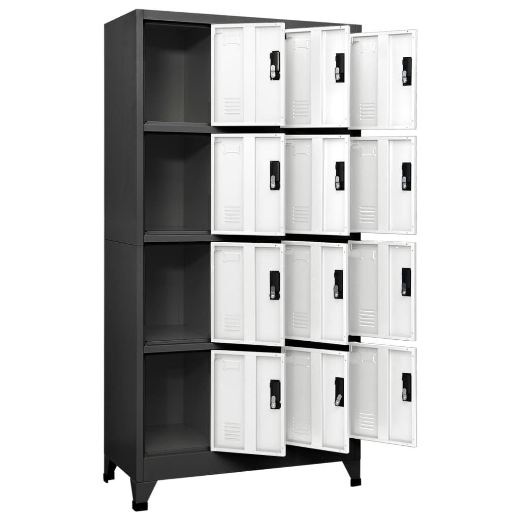 vidaXL Locker Cabinet Anthracite and White 35.4"x17.7"x70.9" Steel