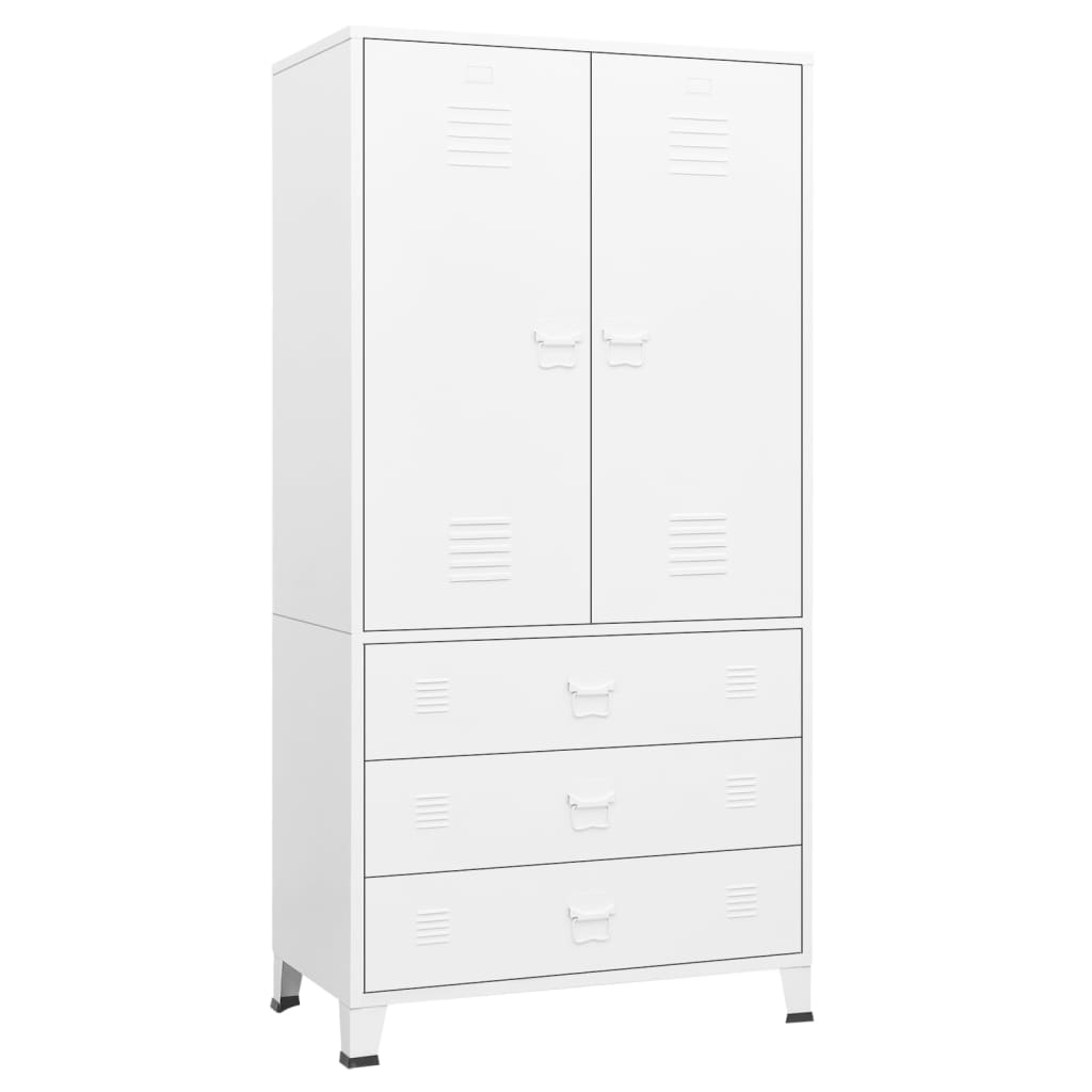 vidaXL Industrial Wardrobe White 35.4"x19.7"x70.9" Metal