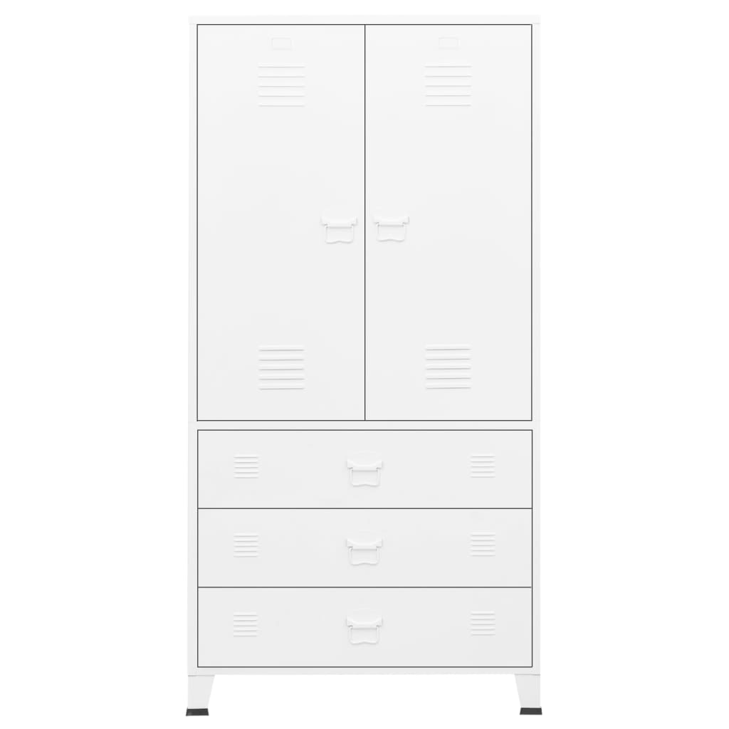 vidaXL Industrial Wardrobe White 35.4"x19.7"x70.9" Metal