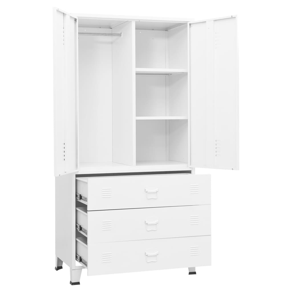 vidaXL Industrial Wardrobe White 35.4"x19.7"x70.9" Metal