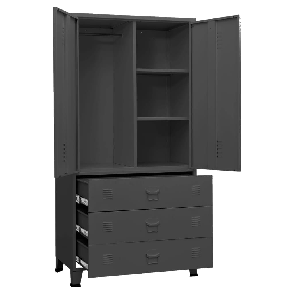 vidaXL Industrial Wardrobe Anthracite 35.4"x19.7"x70.9" Metal