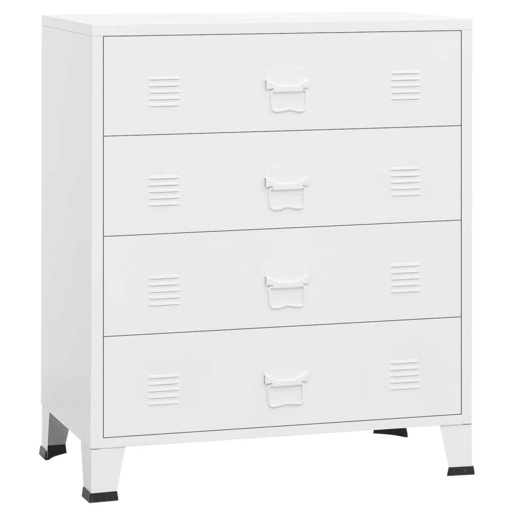 vidaXL Industrial Drawer Cabinet White 30.7"x15.7"x36.6" Metal