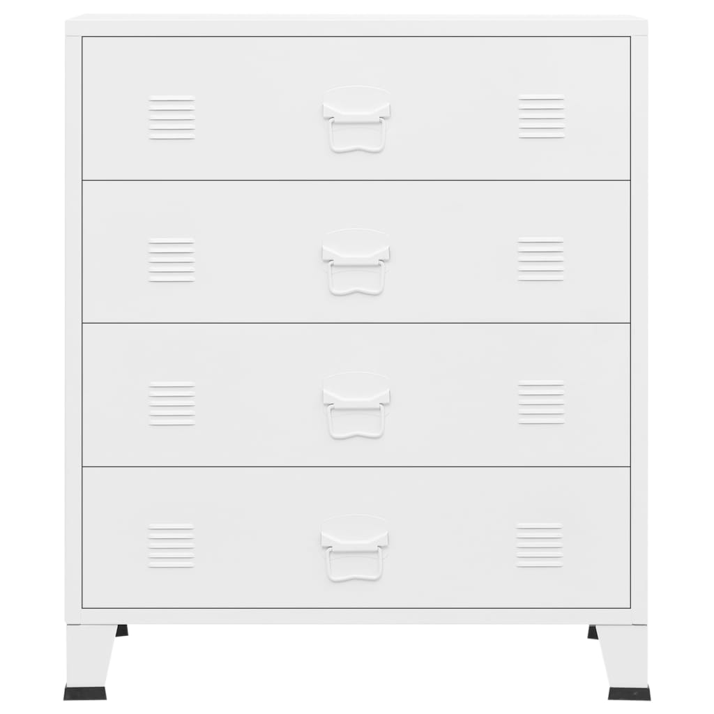 vidaXL Industrial Drawer Cabinet White 30.7"x15.7"x36.6" Metal