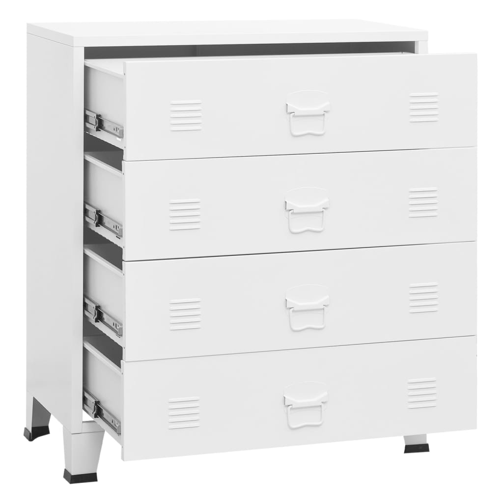 vidaXL Industrial Drawer Cabinet White 30.7"x15.7"x36.6" Metal