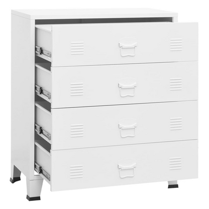 vidaXL Industrial Drawer Cabinet White 30.7"x15.7"x36.6" Metal