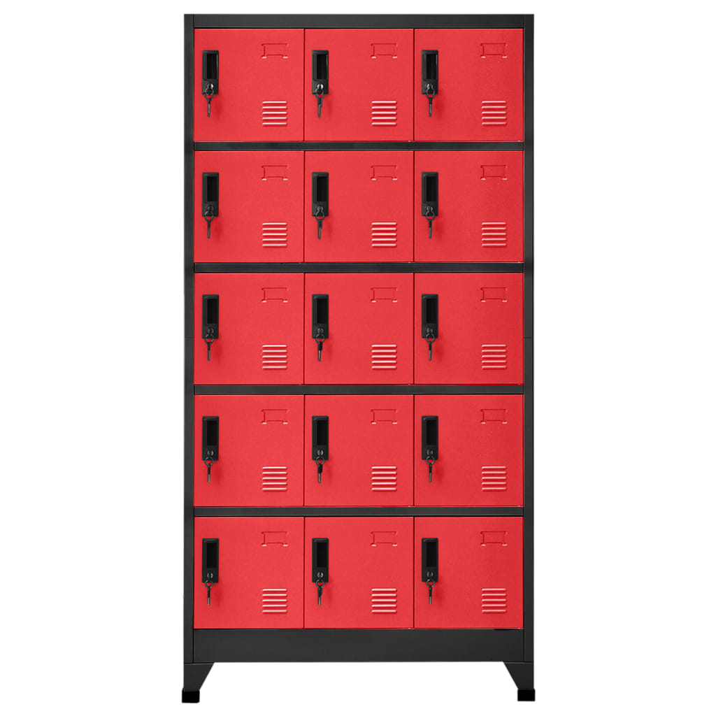 vidaXL Locker Cabinet Anthracite and Red 35.4"x15.7"x70.9" Steel