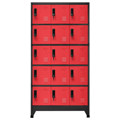 vidaXL Locker Cabinet Anthracite and Red 35.4"x15.7"x70.9" Steel