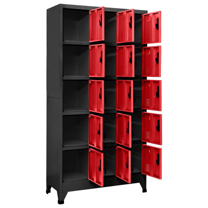 vidaXL Locker Cabinet Anthracite and Red 35.4"x15.7"x70.9" Steel