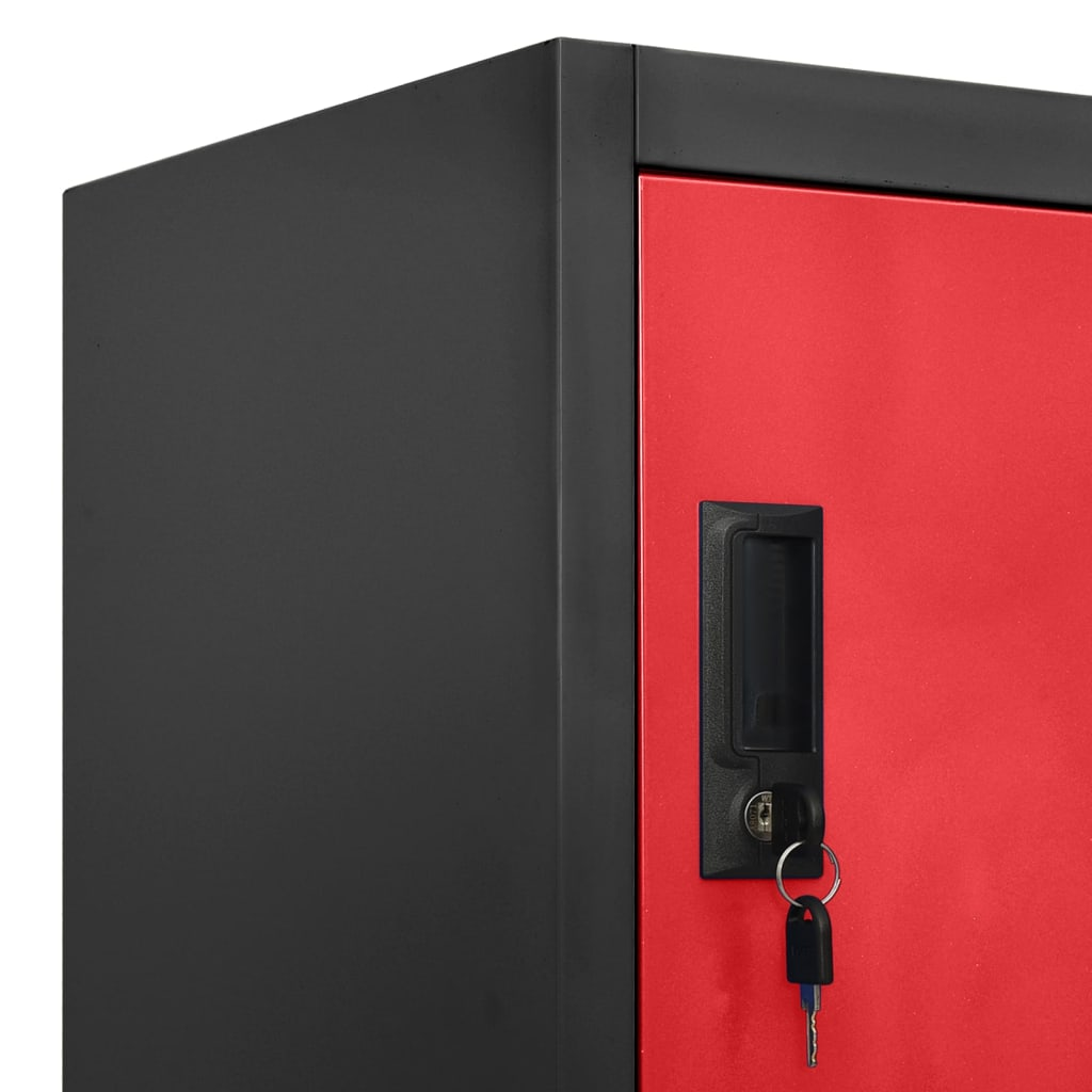 vidaXL Locker Cabinet Anthracite and Red 35.4"x15.7"x70.9" Steel