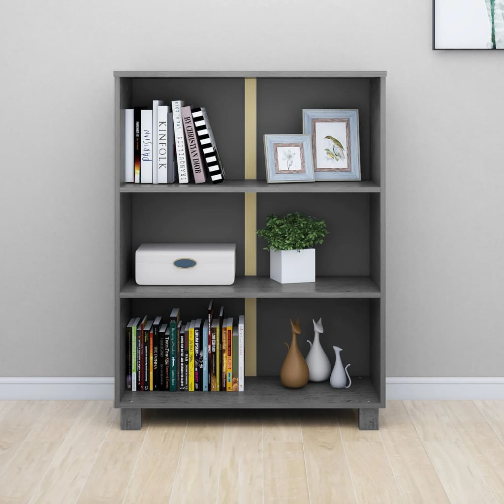 vidaXL Book Cabinet HAMAR Dark Gray 33.5"x13.8"x44.1" Solid Wood Pine