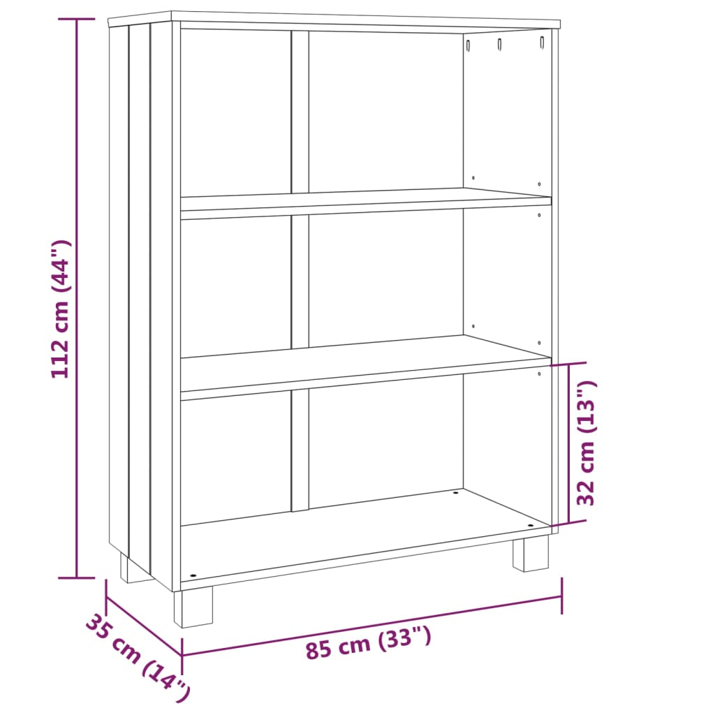 vidaXL Book Cabinet HAMAR Dark Gray 33.5"x13.8"x44.1" Solid Wood Pine