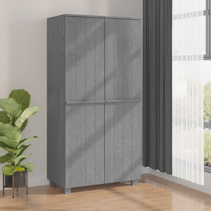 vidaXL Wardrobe HAMAR Dark Gray 35"x19.7"x70.9" Solid Wood Pine