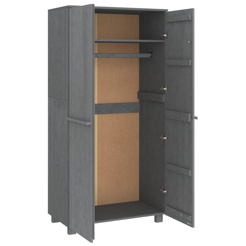 vidaXL Wardrobe HAMAR Dark Gray 35"x19.7"x70.9" Solid Wood Pine