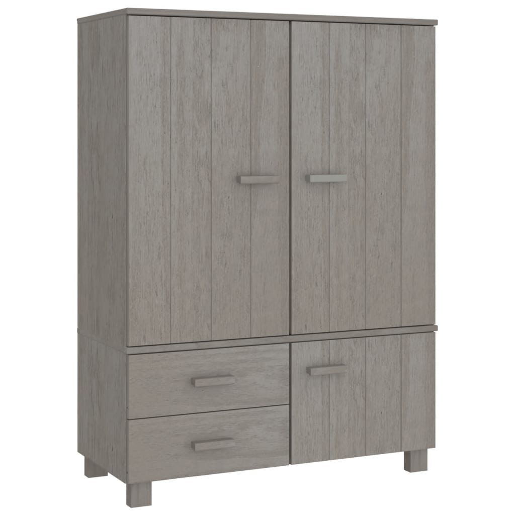 vidaXL Wardrobe HAMAR Light Gray 39"x17.7"x53.9" Solid Wood Pine