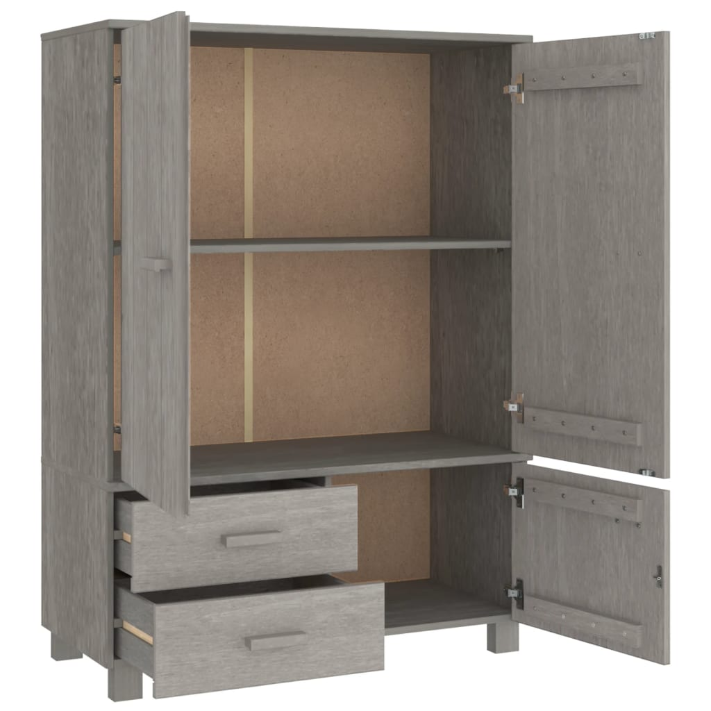 vidaXL Wardrobe HAMAR Light Gray 39"x17.7"x53.9" Solid Wood Pine