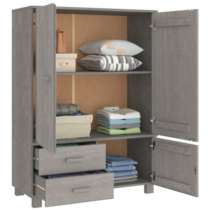 vidaXL Wardrobe HAMAR Light Gray 39"x17.7"x53.9" Solid Wood Pine