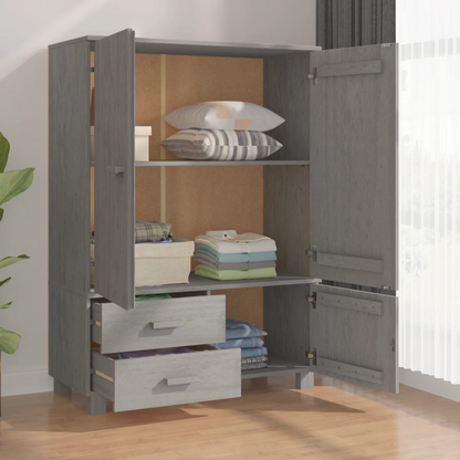 vidaXL Wardrobe HAMAR Light Gray 39"x17.7"x53.9" Solid Wood Pine