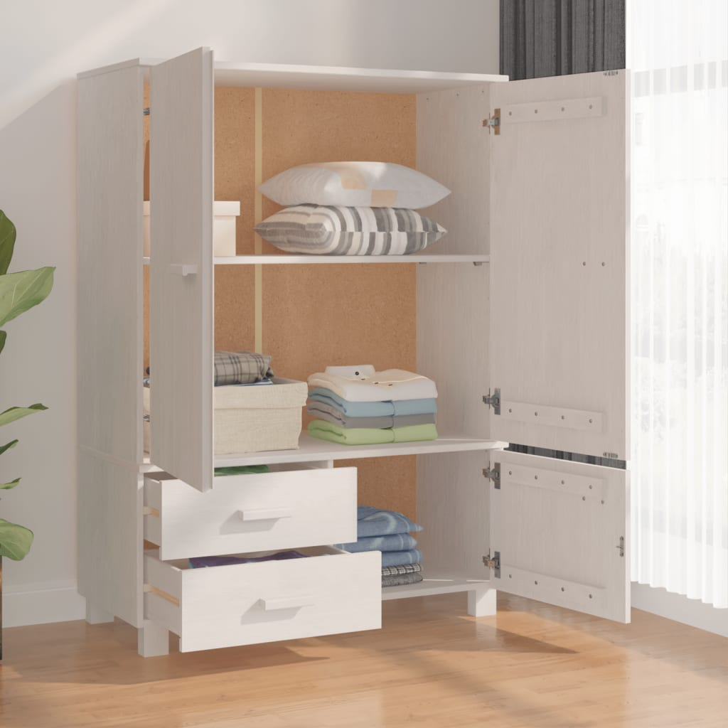 vidaXL Wardrobe HAMAR White 39"x17.7"x53.9" Solid Wood Pine