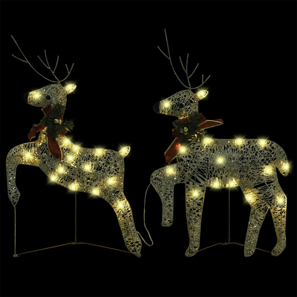 vidaXL Christmas Reindeers 2 pcs Gold 40 LEDs