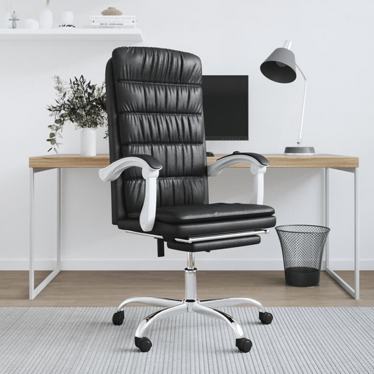 vidaXL Reclining Office Chair Black Faux Leather