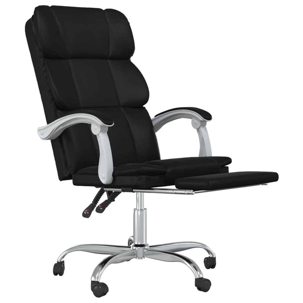 vidaXL Reclining Office Chair Black Faux Leather